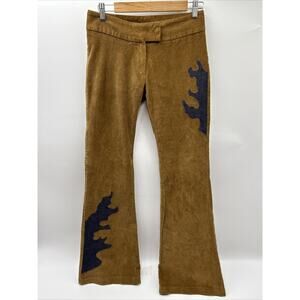 Solo Paris Corduroy Pants Western Patch Women’s Size 8 Wide Leg Brown STRETCH